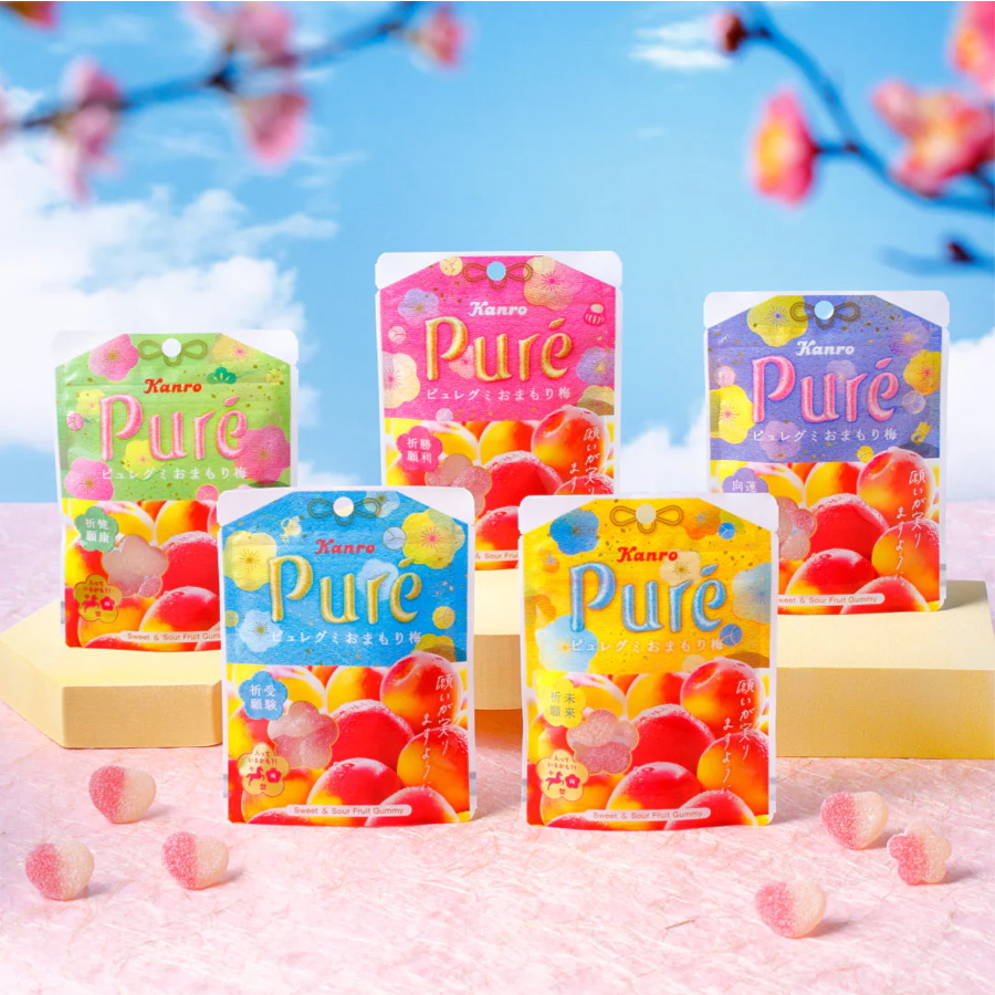 【日本直邮】 日本 KANRO PURE果肉果汁咀嚼弹力软糖 期间限定 梅子味 52g