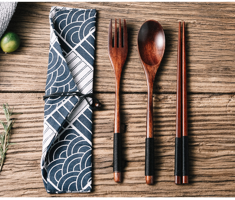 SUMI Artisan-Crafted  Wood Chopsticks & Spoon 2 Packs