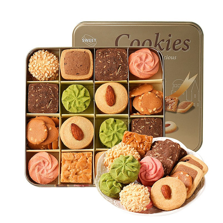 8-Flavor Assorted Cookie Tin 300g Gift Box 1 each