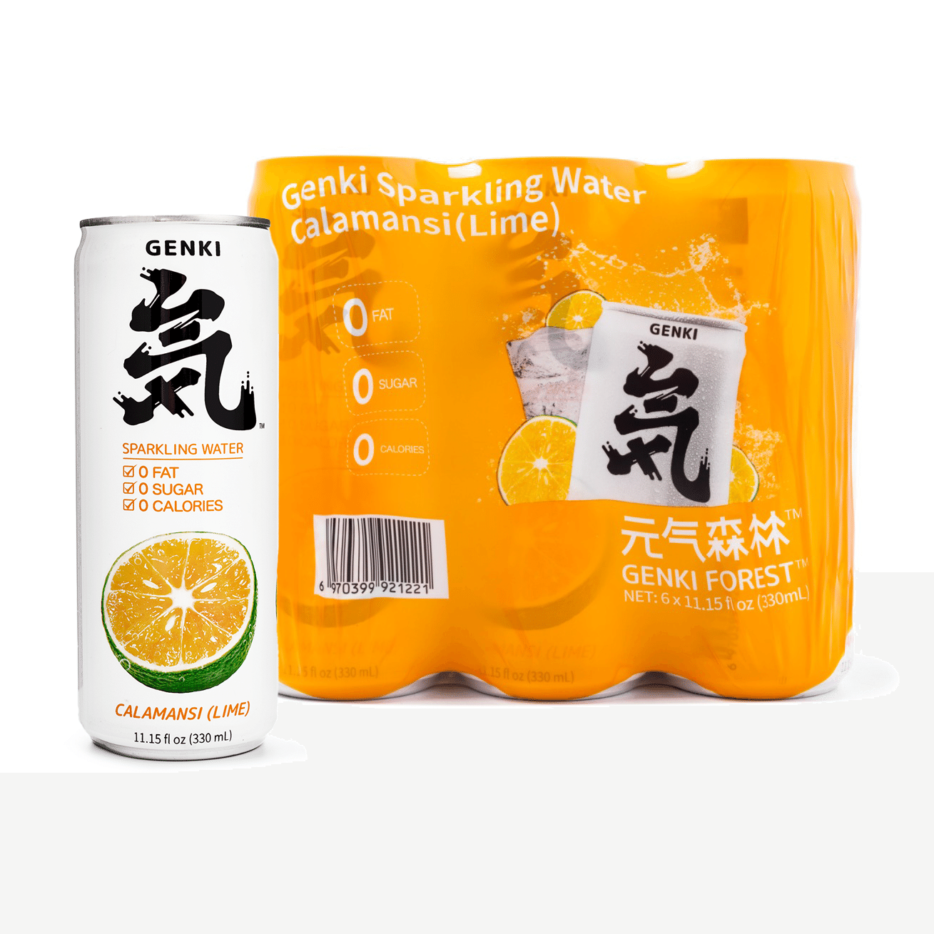 Água com Gás Genki Forest, Sabor Calamansi 330 ml*6 can