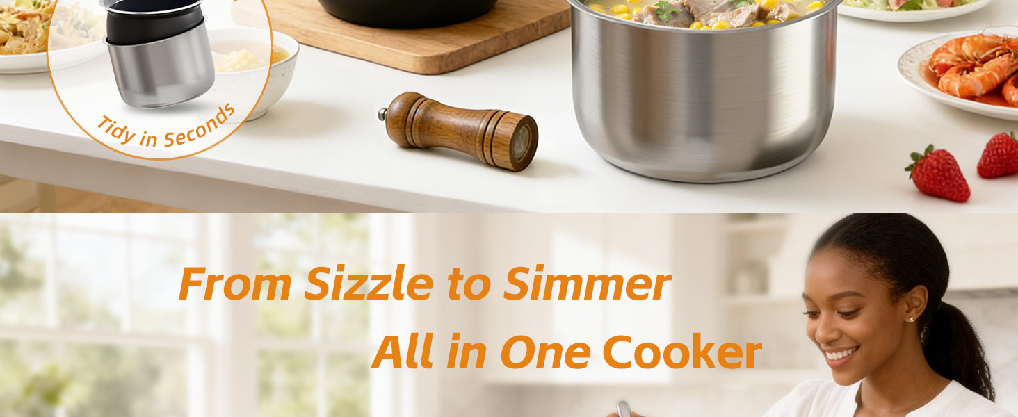 electric pressure cooker with pots stainless steel inner pot ceramic coated non stick pot