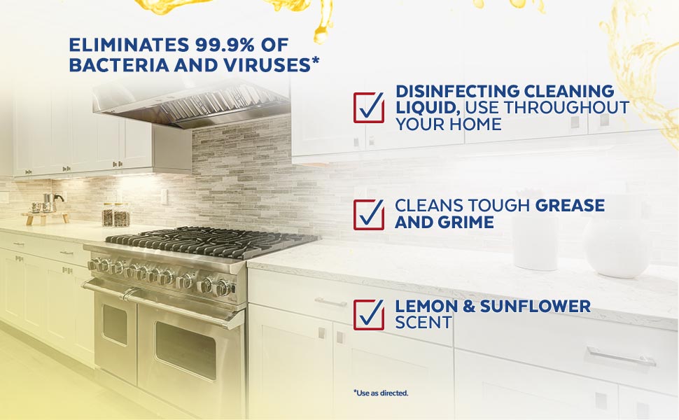 Eliminates 99.9% of bacteria and viruses when used as directed.