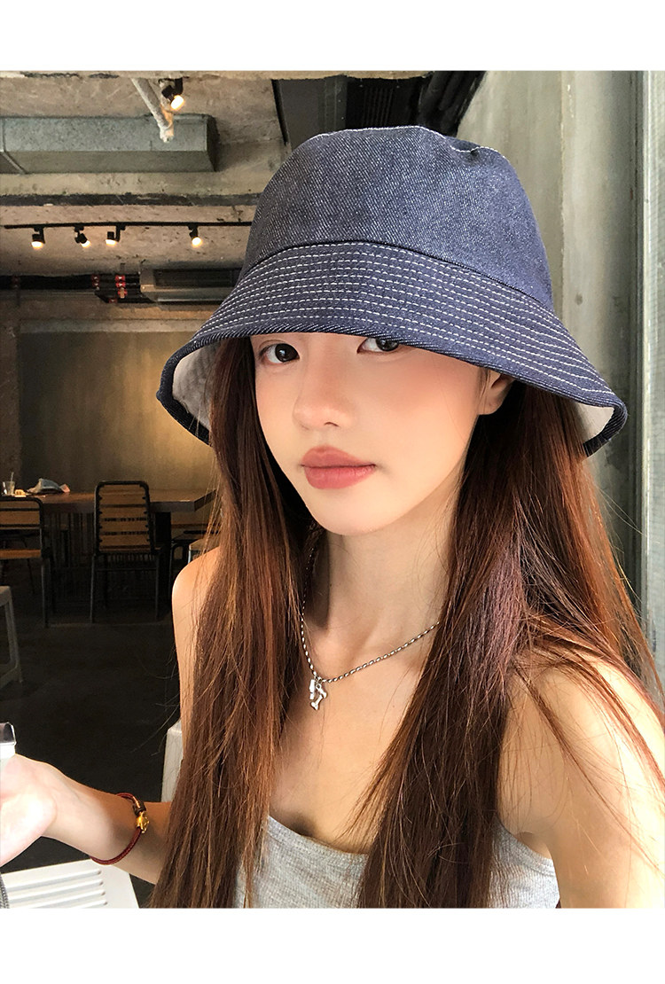 Get Japanese-style retro reversible denim bucket hat f 1 each