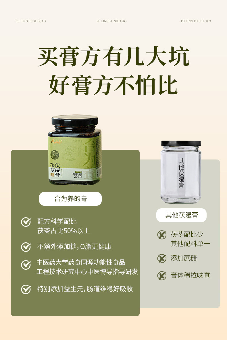 【中国直邮】 合为养 茯苓伏湿膏 三伏天茶饮祛五指毛桃山楂清养膏湿冲饮茶 279g