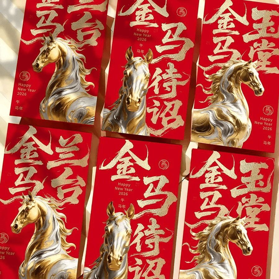 2026年午年六色お年玉袋(内側白)6枚 1 個