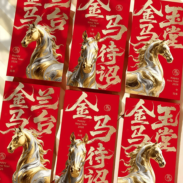 2026马年红包六色款内里白色 6枚 1 份