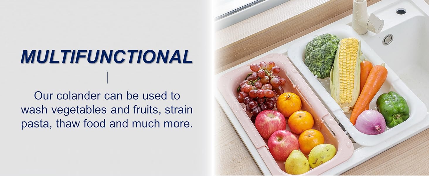 colander over the sink