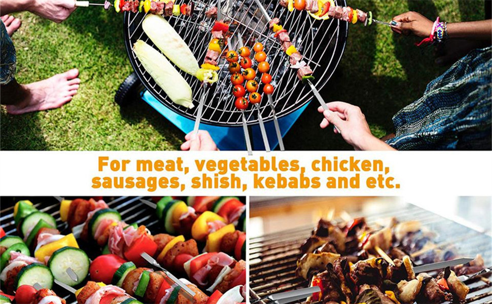 Kabob Skewers Reusable Stainless Steel Barbecue棍棒