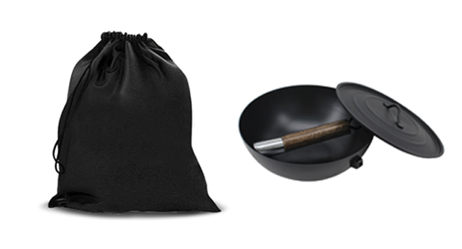 Non-Stick Cast Iron Wok Small Wok Pan with Iron Lid Wodden Handle, 9" Mini Wok