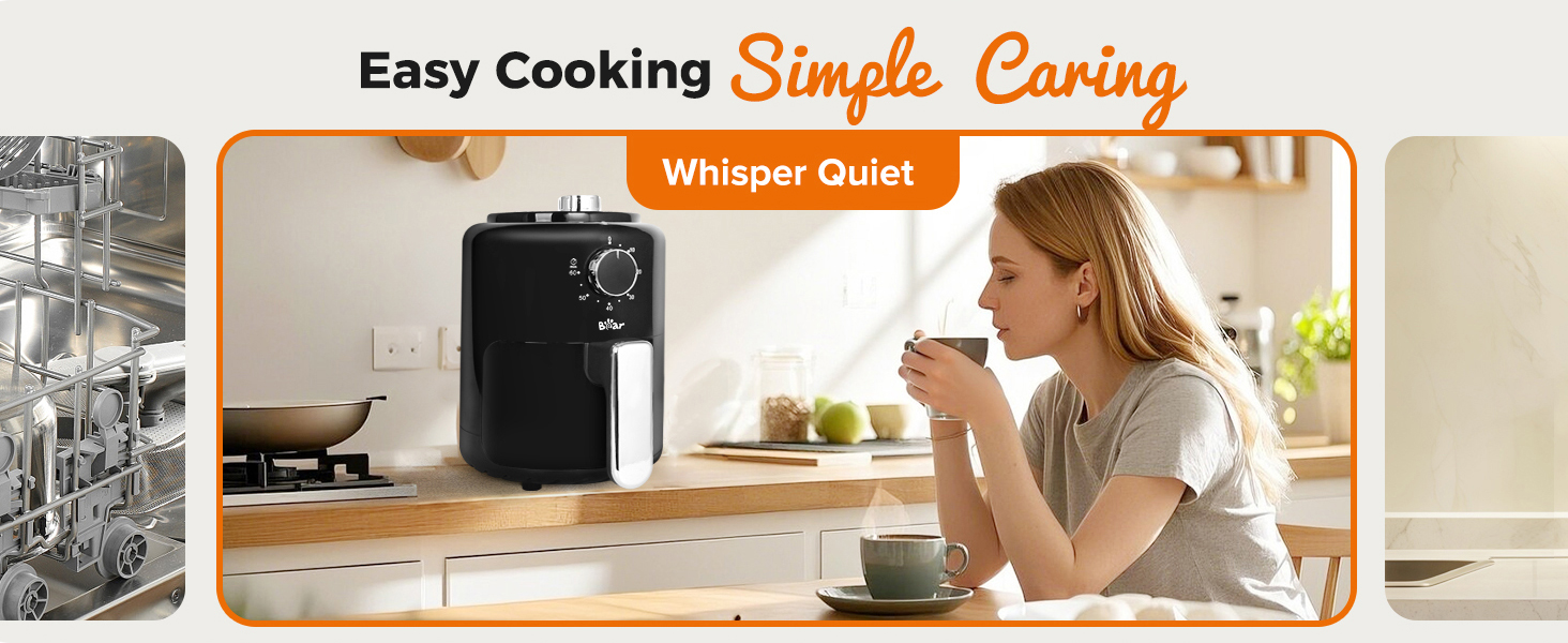 bear mini air fryer 2.1qt 可用洗碗机清洗