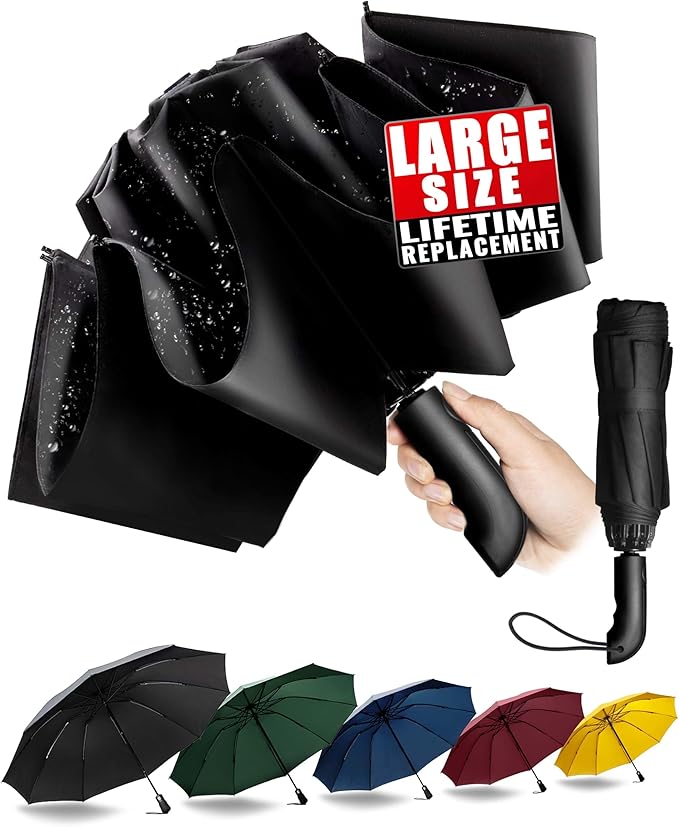Chakipee Travel Inverted Umbrella Compact Windproof- Automatic reverse Umbrellas for Rain - Folding Portable 10 Ribs Large Umbrella