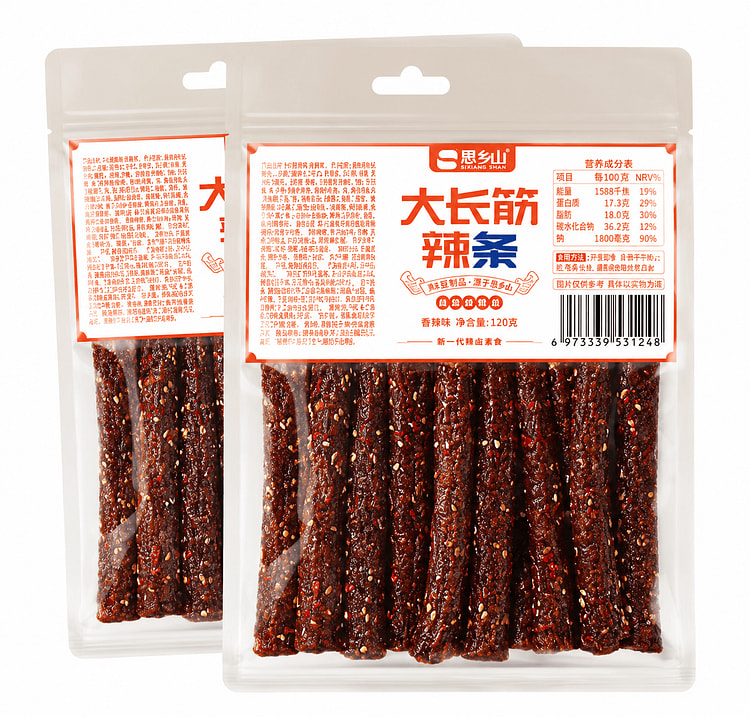 思乡山 長尺激辛グルテンスティック 香辣味 2袋入り 250 グラム