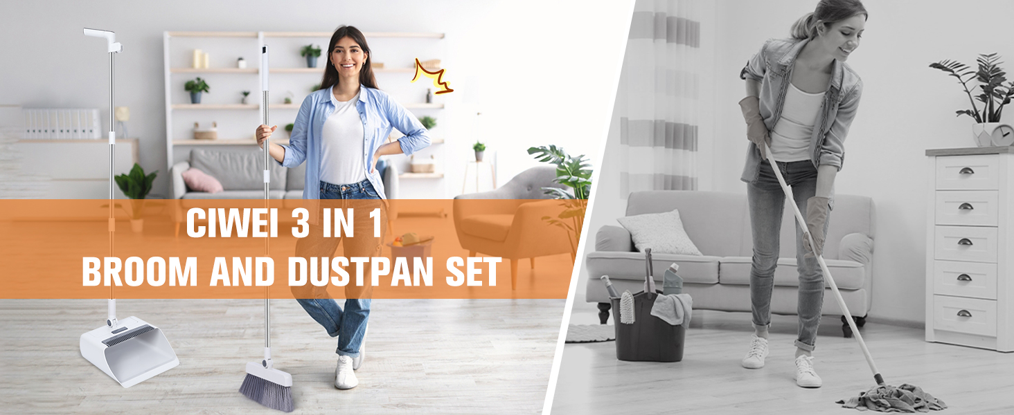 broom and dustpan set for floor cleaning sweeper broom for indoor and outdoor