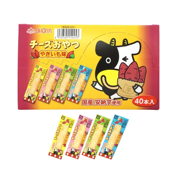 商品详情 - 【日本直邮】扇屋Ohgiya 高钙小零食 芝士鳕鱼奶酪条 红薯味 40条 - image0