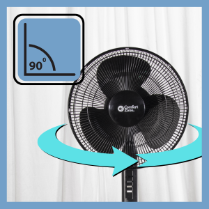comfort zone standing fan oscillates 90 degrees