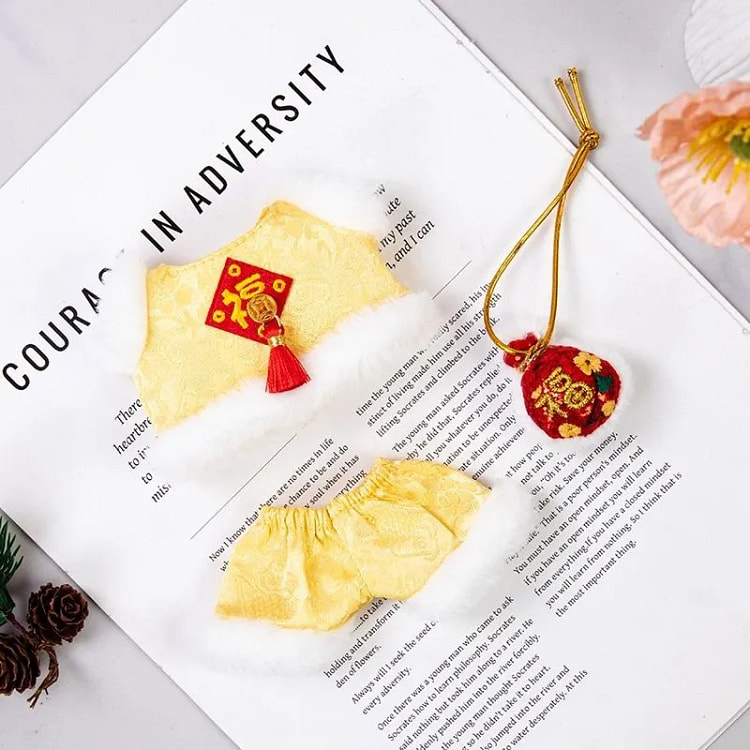 娃衣搪胶玩偶新年醒狮套装3套黄色适用于一二三代 1 箱