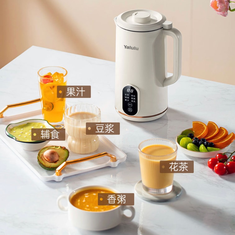 商品详情 - YALULU 全自动多功能豆浆机 超微精磨 全自动破壁机 自动清洗 24小时预约/保温 养生从拥有豆浆机开始 英文操作面板 超高性价比 象牙白 110V 600ML+适合2大1小的家庭【清洗完毕 正向放置】 - image1