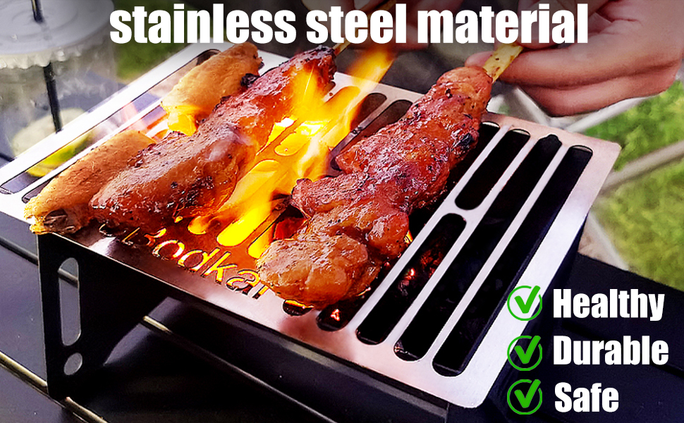 Bodkar mini grill foldable portable charcoal grill,304 stainless steel food-grade grill grid