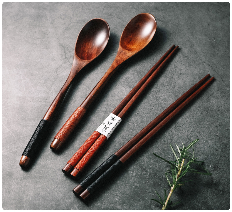 SUMI Artisan-Crafted  Wood Chopsticks & Spoon 2 Packs