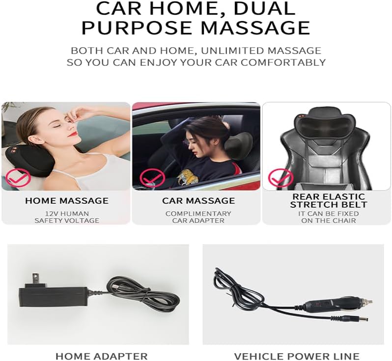 電動頸部和背部按摩器,按摩靠枕帶深層組織按摩和熱療功能,背部頸部肩部多位置按摩放鬆,最佳禮物,美國倉庫發貨,一件包郵