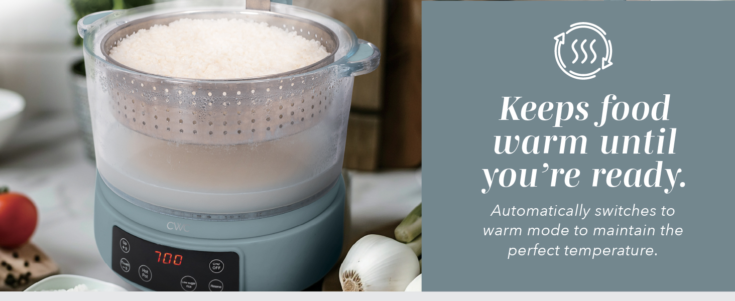 Keep food warm. Automatically switches to warm mode to maintain the perfect temperature