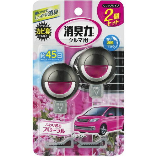 【送料込・まとめ買い×022】エステー クルマの消臭力 クリップタイプ 2個セット フローラル ×022点セット(4901070160334)