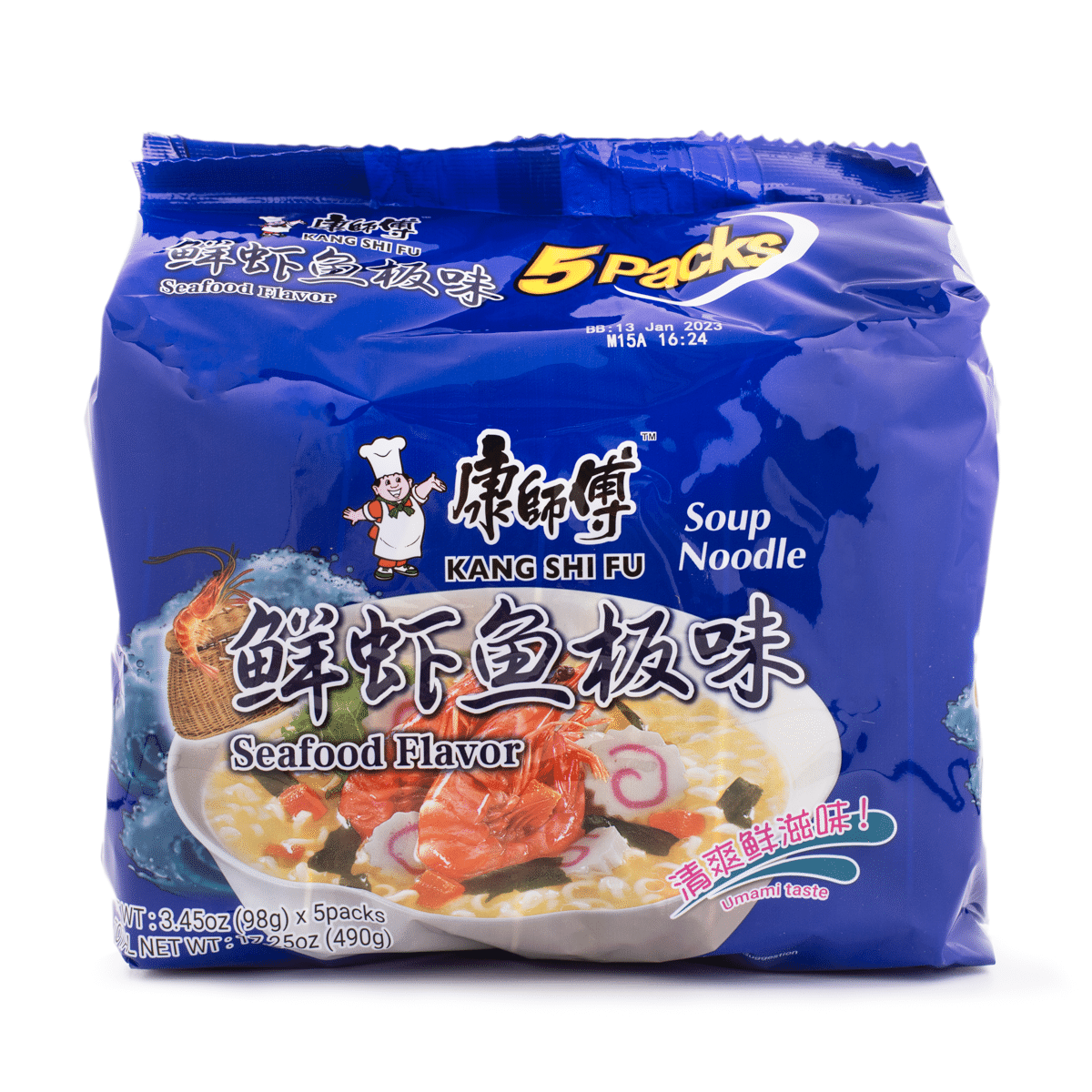 康师傅 鲜虾鱼板味 五连包 490 克