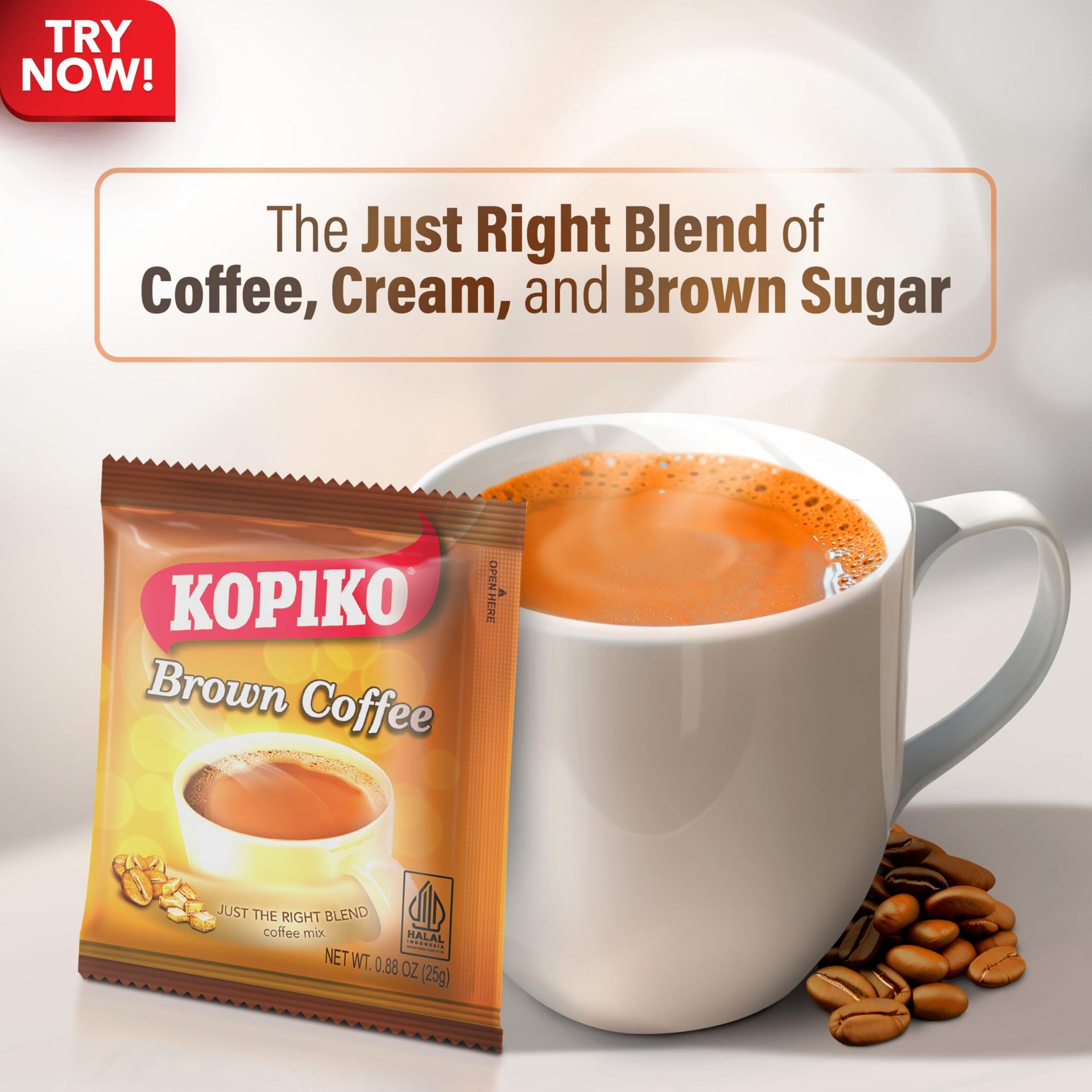 Kopiko Brown Instant Coffee Mix - The Irresistibly Delicious Coffee with Brown Sugar (0.88 OZ/25gr x 30 Coffee Packets)