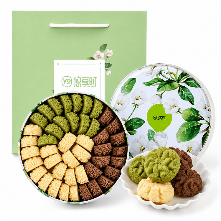 Floral 3-Flavor Cookie Tin Gift Box 1 each
