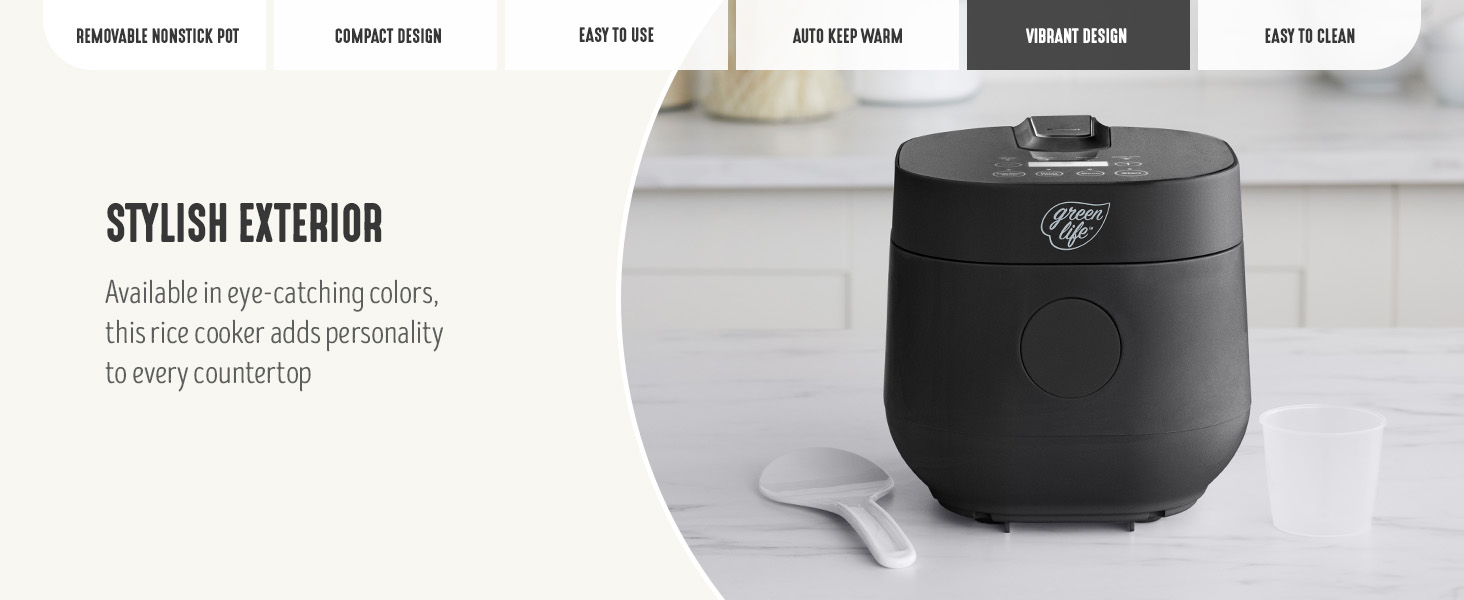 GreenLife, Ceramic Nonstick, PFAS-Free, Non-Toxic, Rice Cooker, Electrics