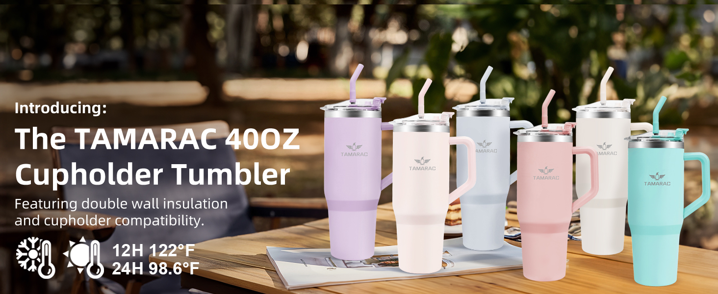 40 oz Tumbler With Handle and Straw