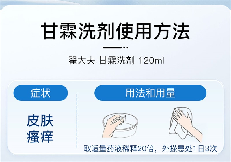 【中国直邮】翟大夫 甘霖洗剂清热除湿用于风湿热蕴肌肤所致皮肤瘙痒 120ml*1瓶