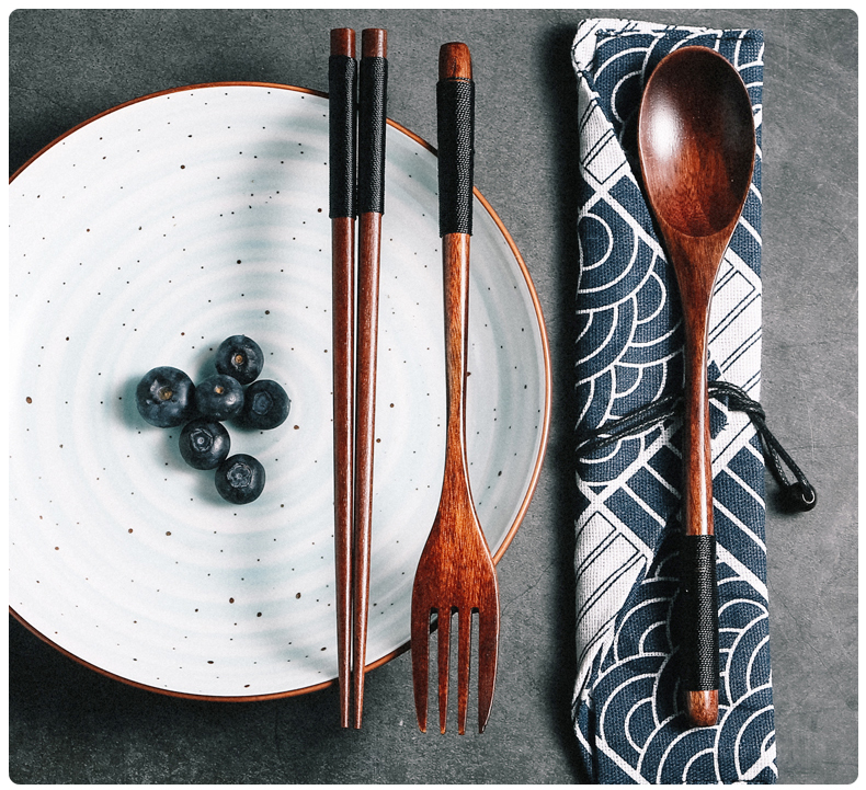 SUMI Artisan-Crafted  Wood Chopsticks & Spoon 2 Packs