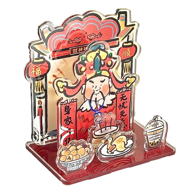 Acrylic Standing Card God of Wealth Ornament 1 each