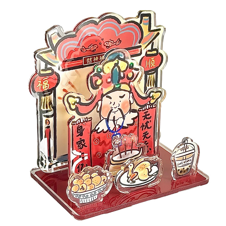 财神爷摆件创意发财立牌亚克力