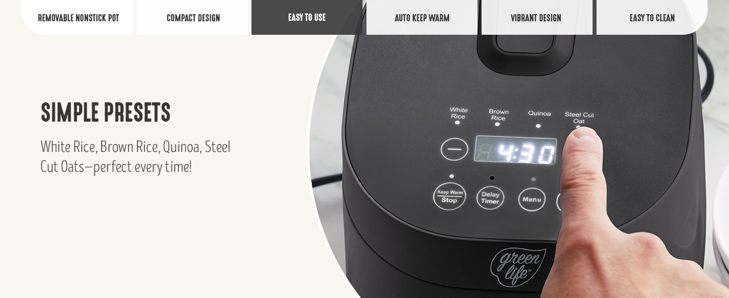 GreenLife, Ceramic Nonstick, PFAS-Free, Non-Toxic, Rice Cooker, Electrics