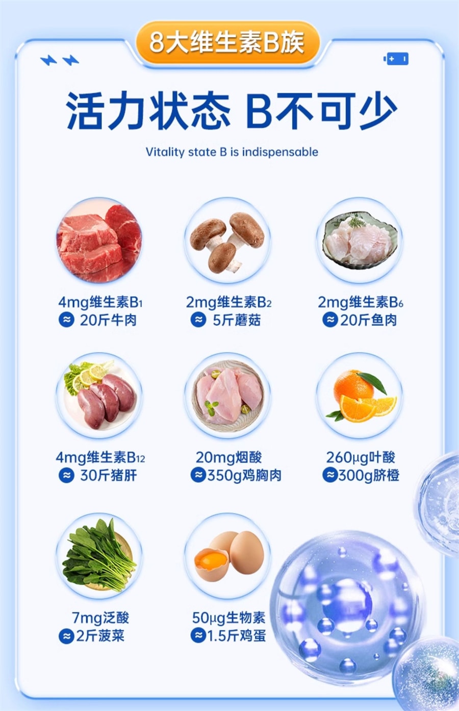 【中国直邮】仁和 维生素B族维生素片vb多种复合维生素b1b2b6 b12男女 60片