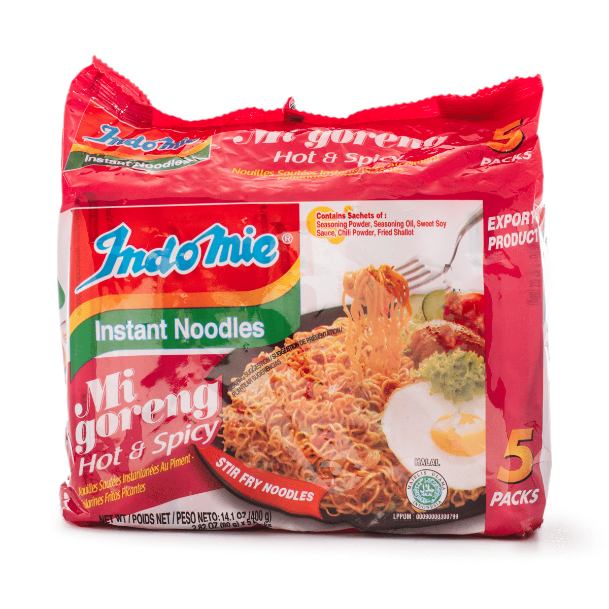 Indomie Migoreng Instant Noodles, Hot and Spicy Flavor 5pk 400 g