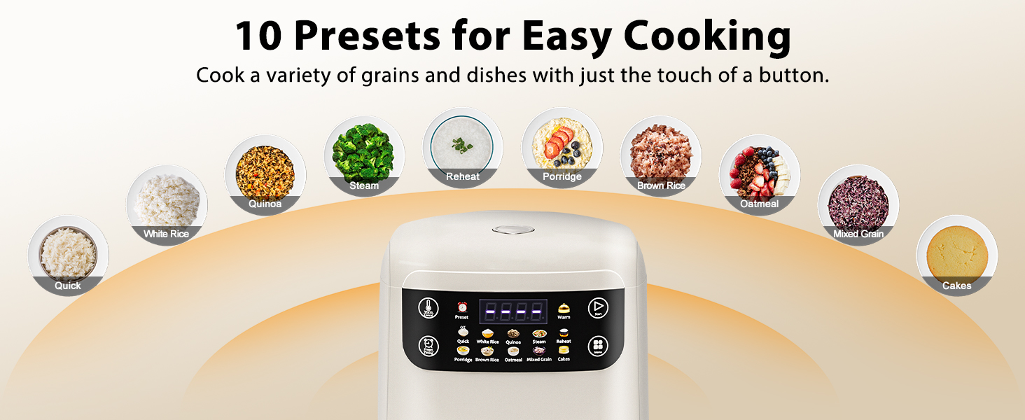 10 Presets for Easy Cooking.