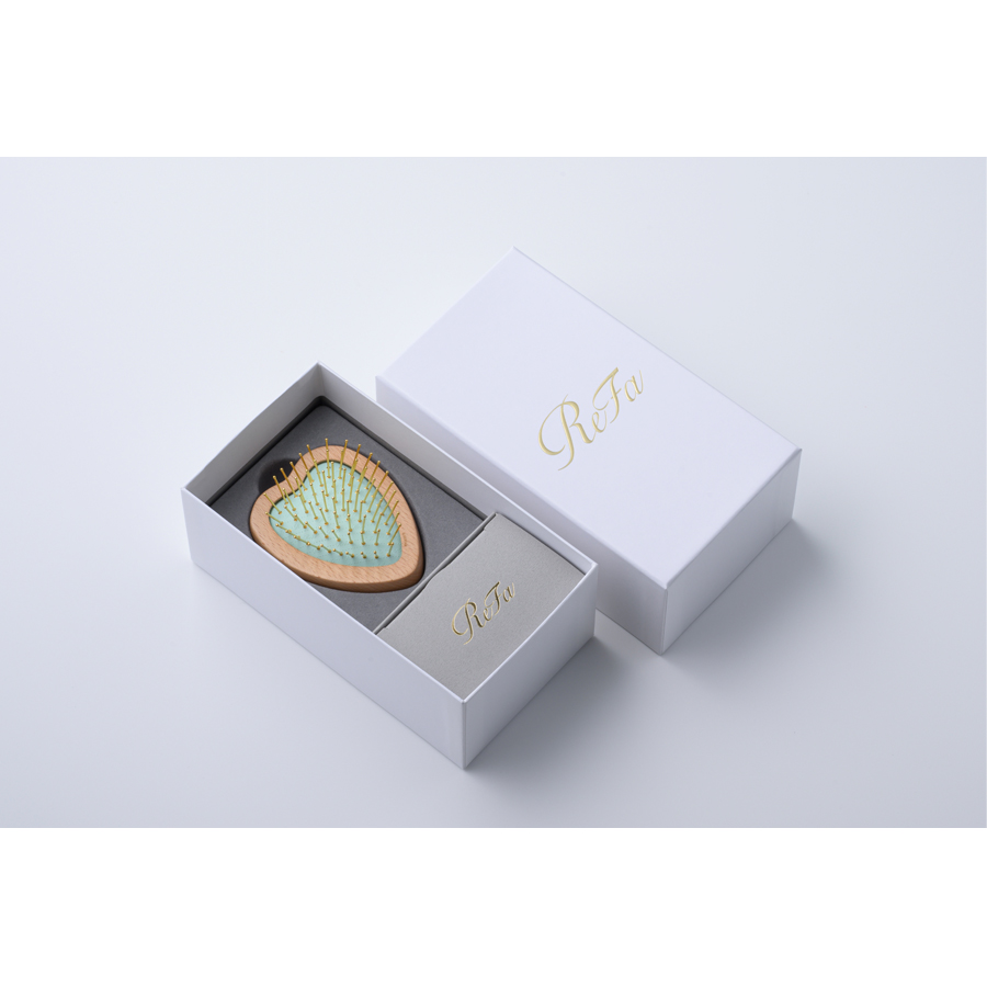 【Livraison directe du Japon】 REFA Japon peigne de massage du cuir chevelu haut de gamme, portable, manche en bois naturel, soin confortable, peigne en forme de cœur, 1 pièce