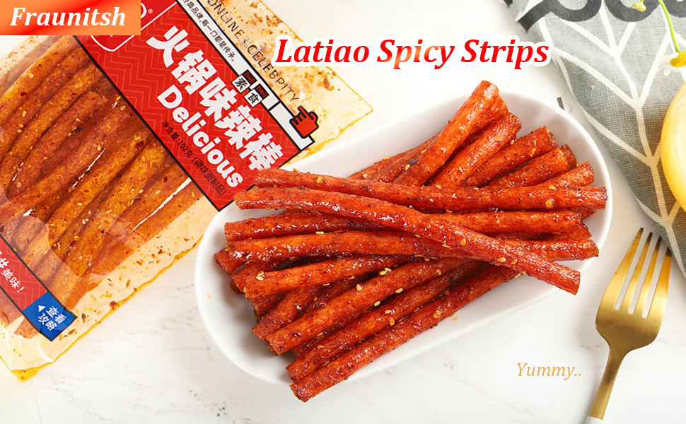 Latiao Latio Spicy Strips strip Spicy Sticks lataio 辣条 La tiao Chinese Asian Snack Gluten Casual
