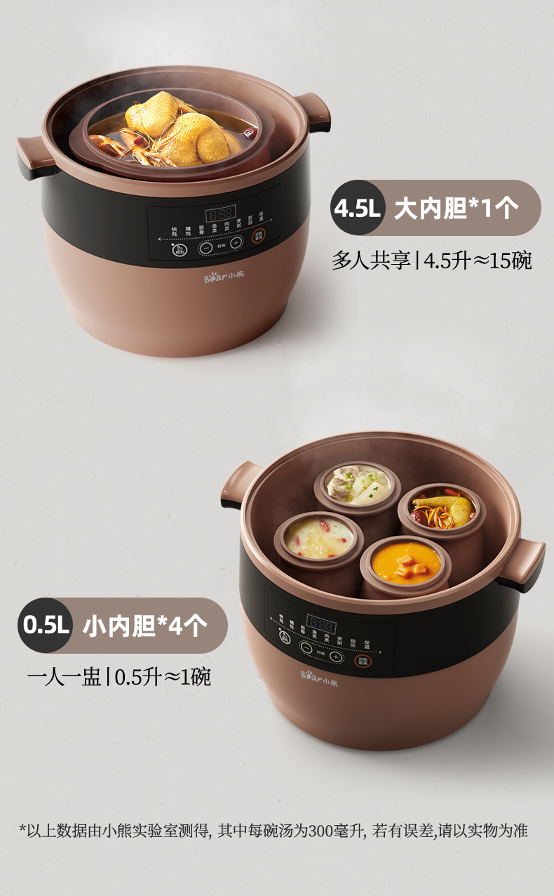小熊紫砂电炖盅4.5L+0.5Lx4 110V - Weee!
