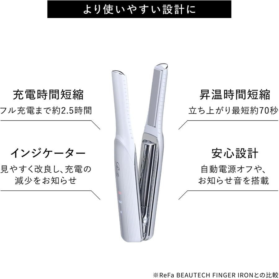 【Expédition directe du Japon】 REFA Japon mini fer à lisser/boucler rechargeable, 2-en-1, sans abîmer les cheveux, chargement USB, blanc ivoire, 1 pièce