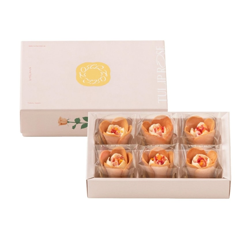 Get Tokyo Tulip Rose Cream Flower Peach Cookies 6pcs Delivered