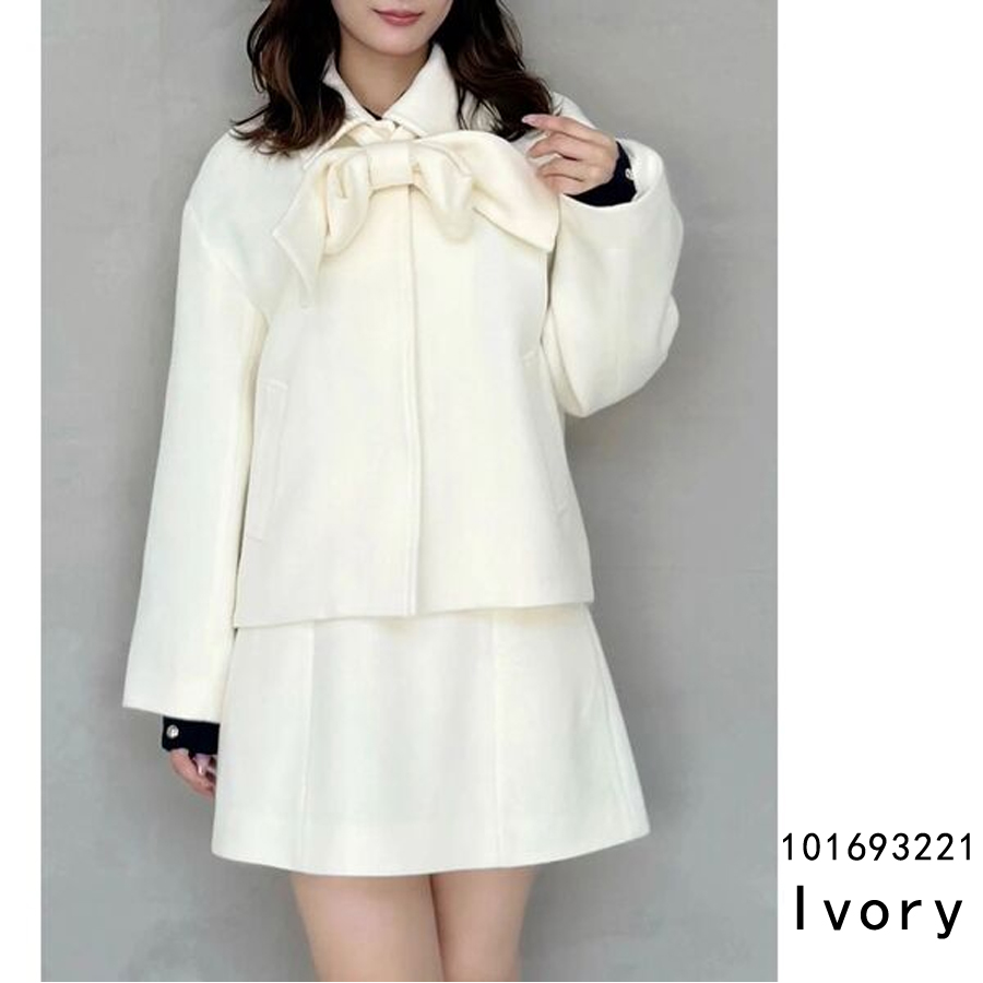 【日本直邮】 日本 MERCURYDUO 大蝴蝶结 短款外套 象牙白 均码 1件