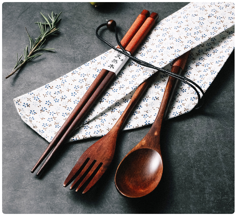 SUMI Artisan-Crafted  Wood Chopsticks & Spoon 2 Packs