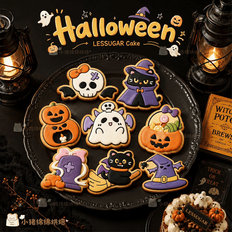 Bộ 8 khuôn bánh quy hoạt hình Halloween 8 phần
