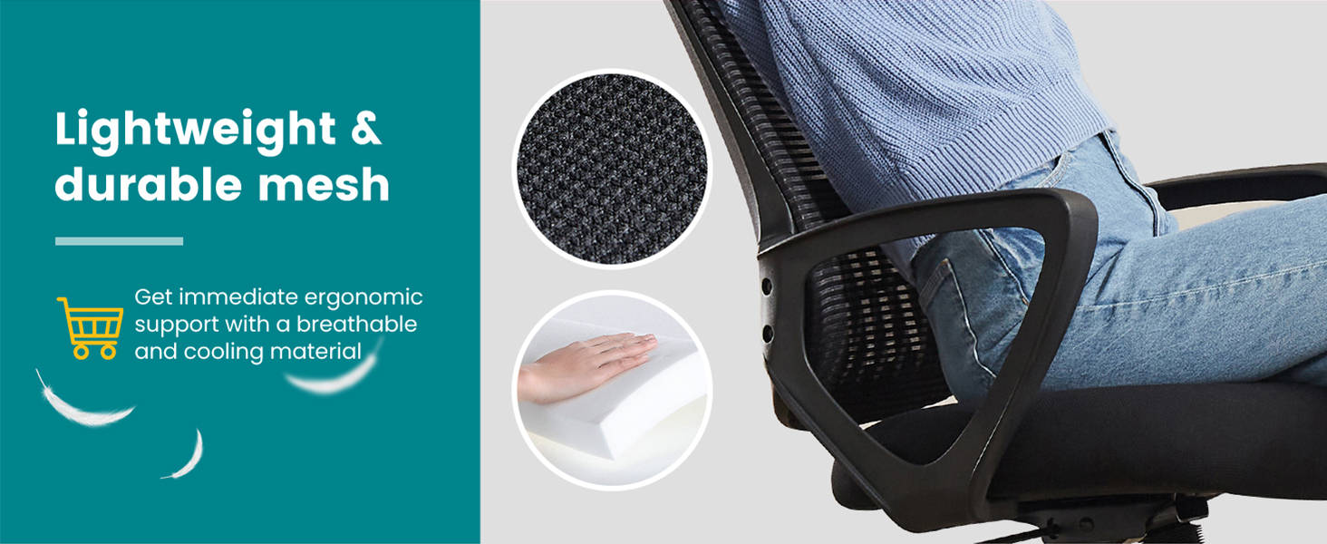 【美国直邮】人体工程学座椅办公室座椅电脑座椅高度和靠背自由调节的椅子 中背网状座椅带旋转轮子舒适的腰部支撑和扶手适用于家庭 卧室 书房 宿舍 学生 男女通用