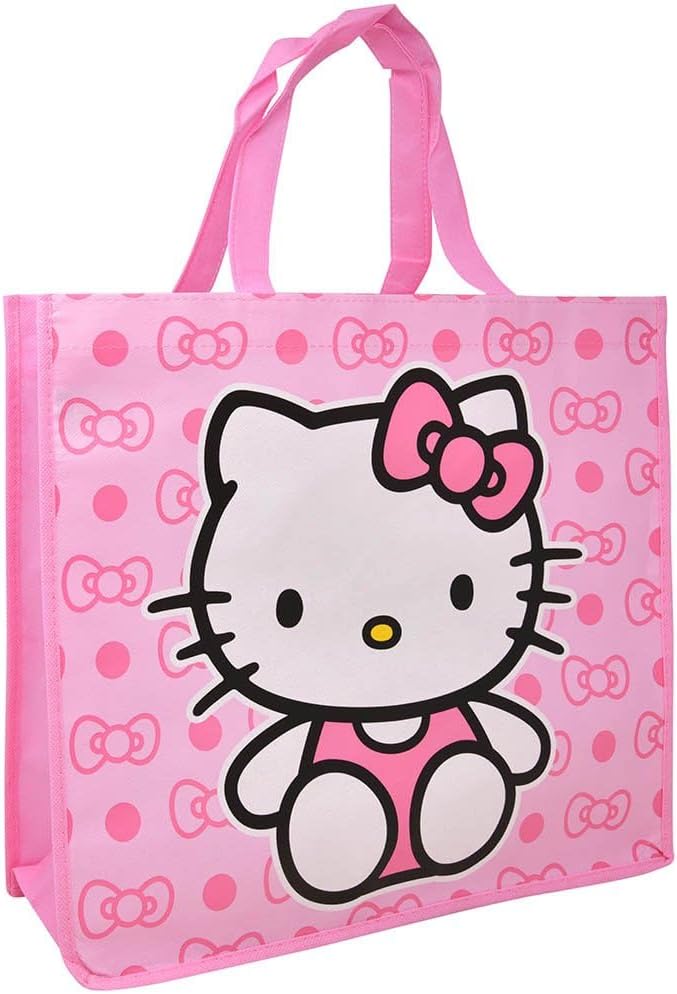 Fast Forward Hello Kitty 大号购物手提袋,粉色蝴蝶结图案,可重复使用