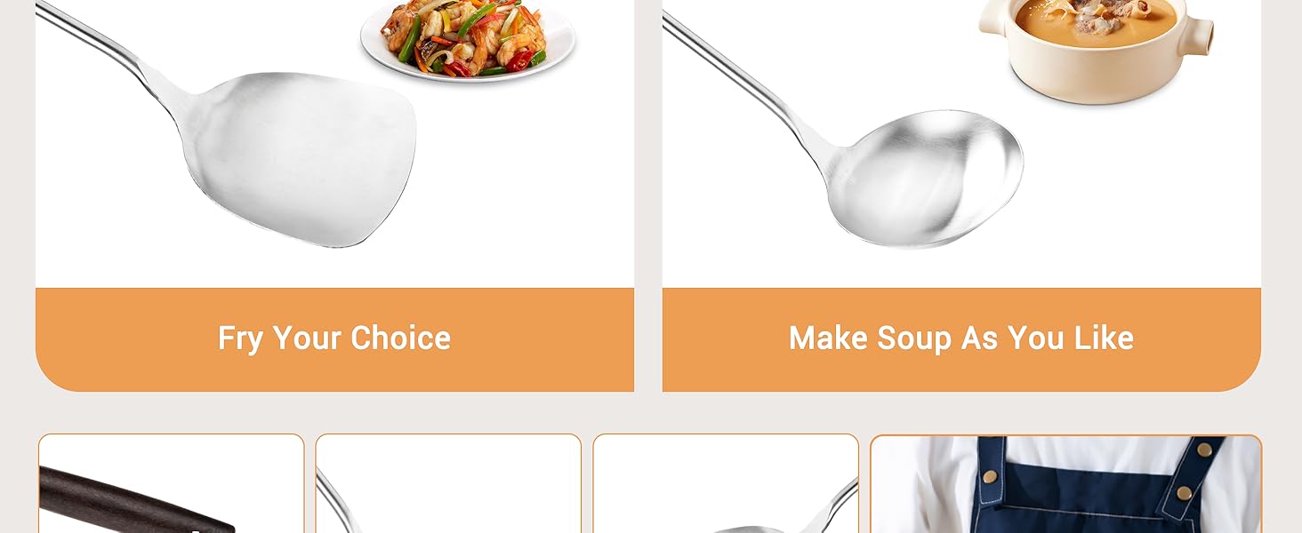 cooking spatulas ladle set with wooden handle